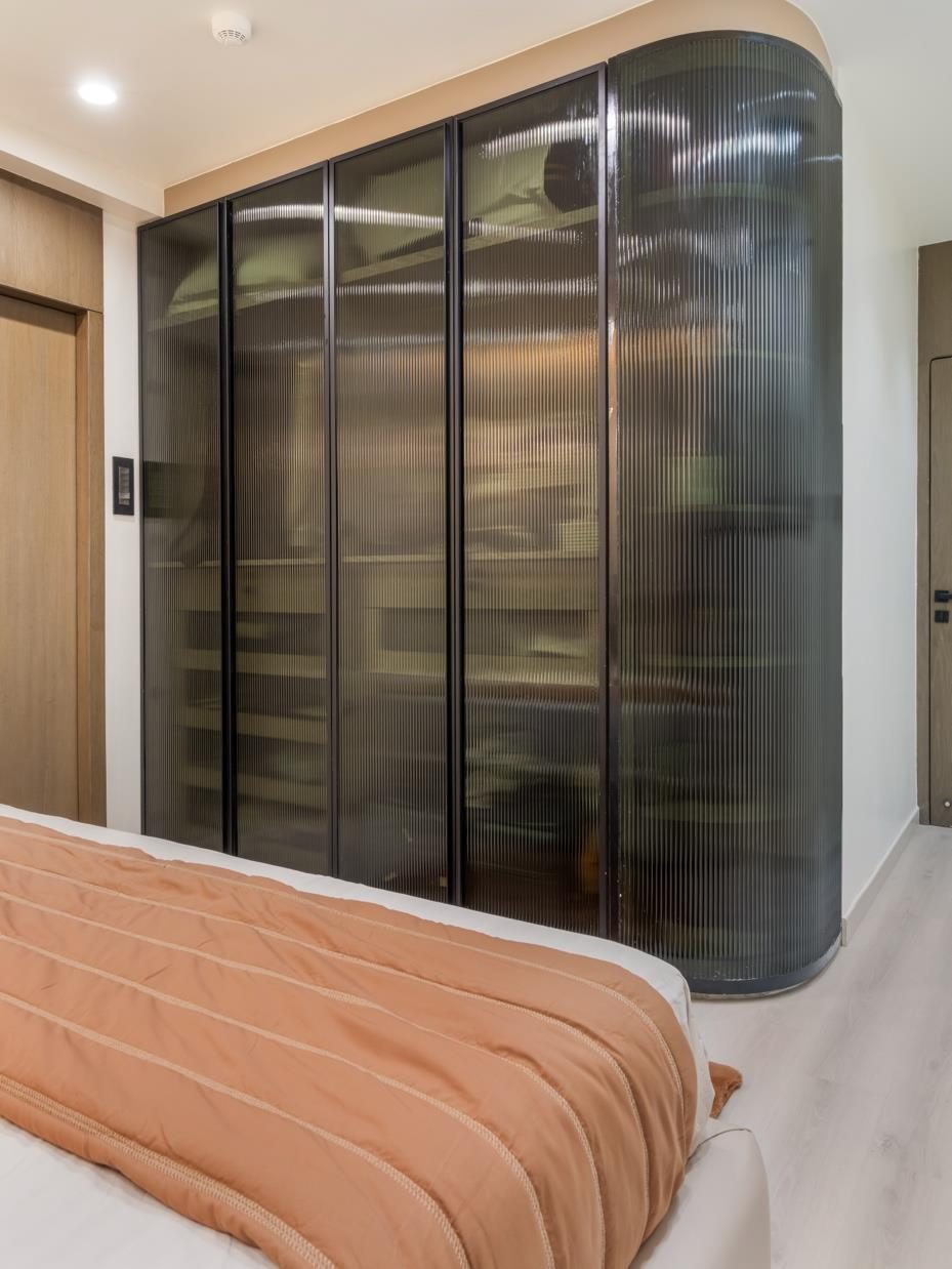 Kamble's Residence — Glass wardrobe, bedroom
